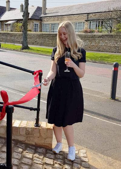 Cutting The Ribbon At Eagle And Bear Barbers